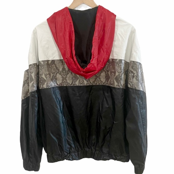 ♦️SOLD♦️MSGM Snakeskin Colorblock Faux Leather Jacket - Picture 9 of 15